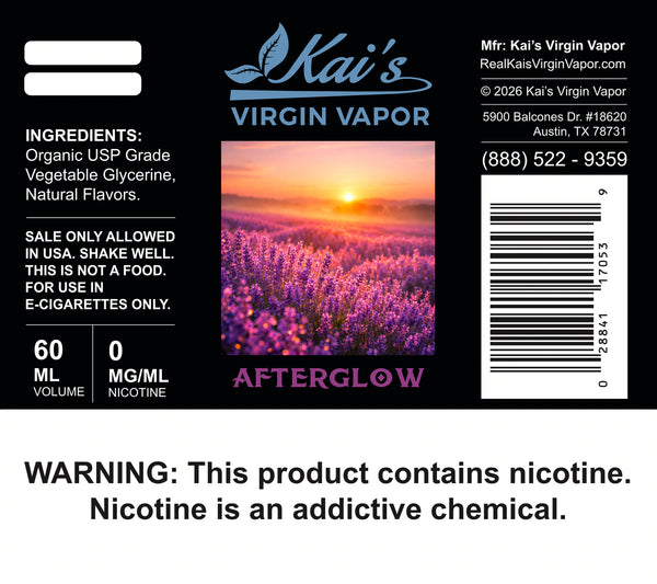 Afterglow Lavendar Calming Organic Vape Juice - Kai's Virgin Vapor