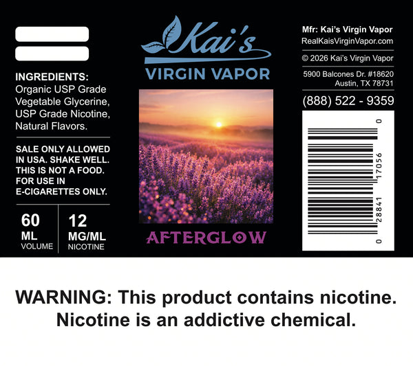 Afterglow Lavendar Calming Organic Vape Juice - Kai's Virgin Vapor Afterglow Lavendar Calming Organic Vape Juice - Kai's Virgin Vapor