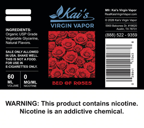 Bed Of Roses Floral Organic Vape Juice - Kai's Virgin Vapor