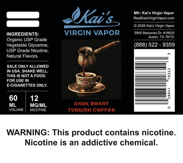 vape coffee flavor Dark Roast Turkish Coffee Vape Juice - Organic VG