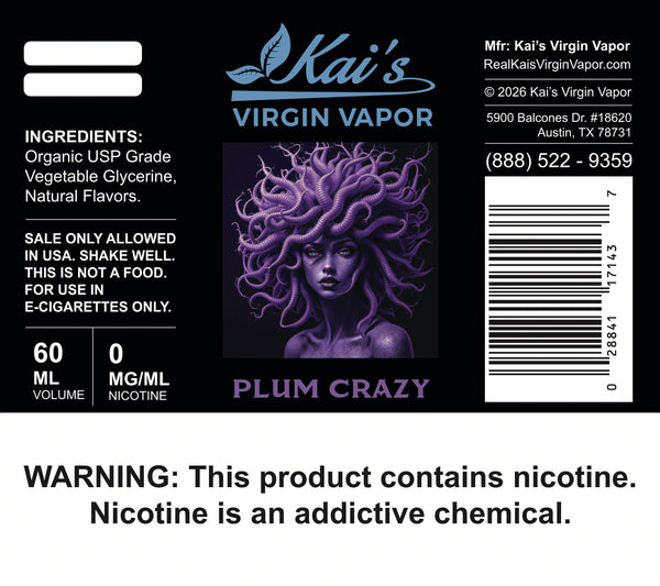 Plum Crazy Organic Vape Juice - Kai's Virgin Vapor Plum Crazy Organic Vape Juice - Kai's Virgin Vapor