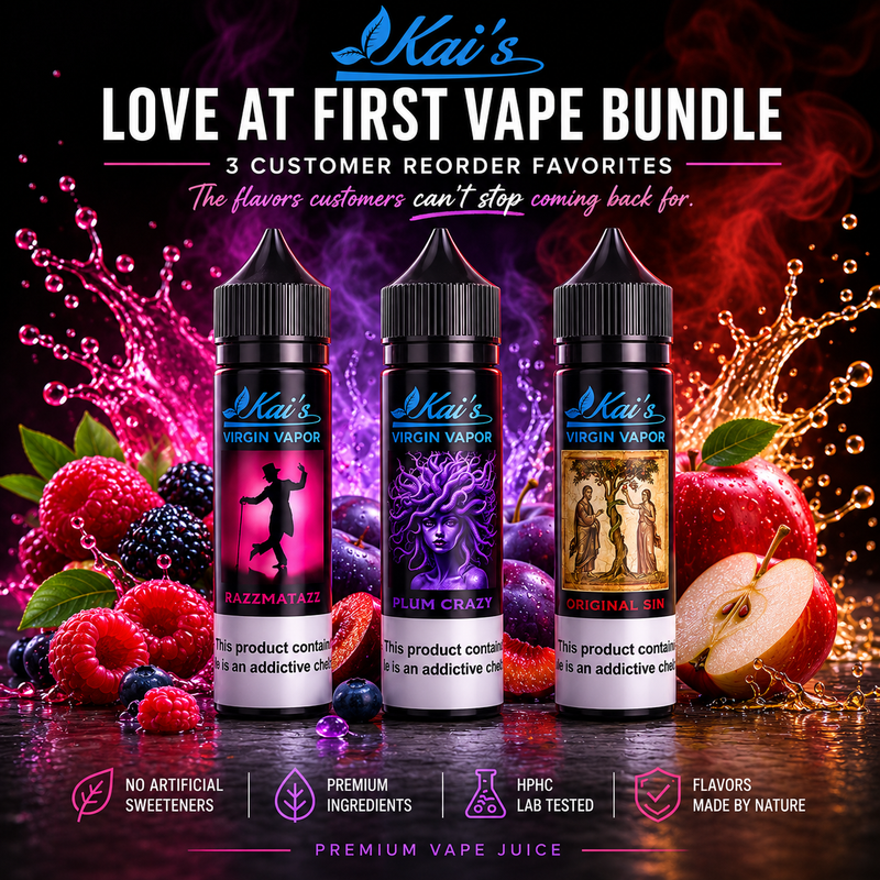 Organic Vape Juice Clean, Lab Tested, No PG | Kai's Virgin Vapor Organic Vape Juice Clean, Lab Tested, No PG | Kai's Virgin Vapor