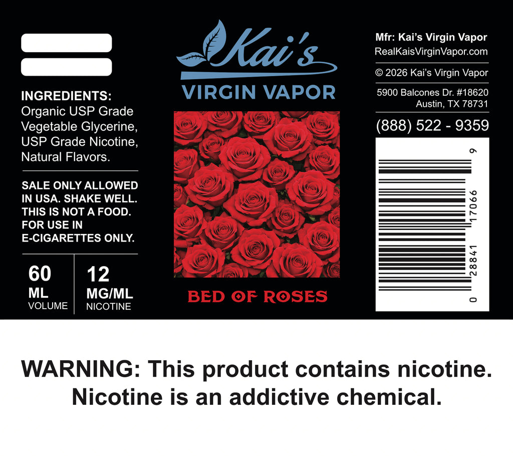 Bed Of Roses Floral Organic Vape Juice - Kai's Virgin Vapor Bed Of Roses Floral Organic Vape Juice - Kai's Virgin Vapor