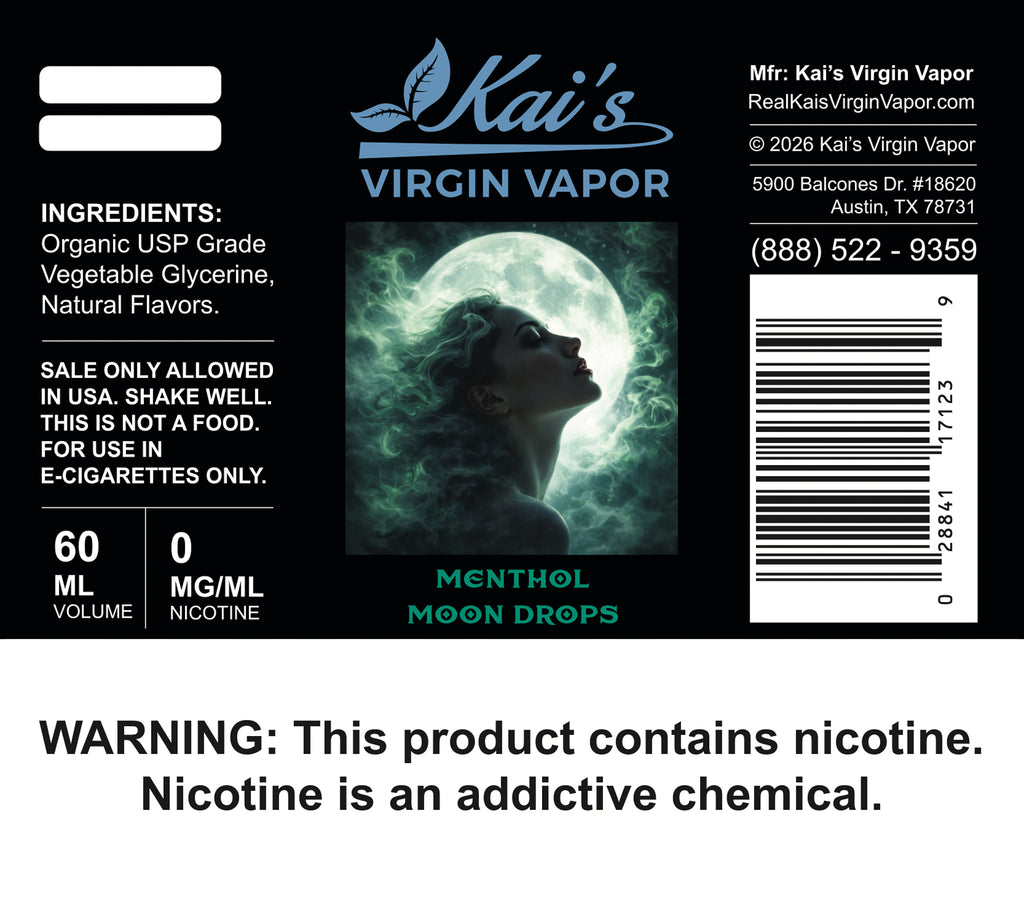 Menthol Moon Drops Organic Vape Juice - Herbal E Juice - Kai's Virgin Vapor Menthol Moon Drops Organic Vape Juice - Herbal E Juice - Kai's Virgin Vapor