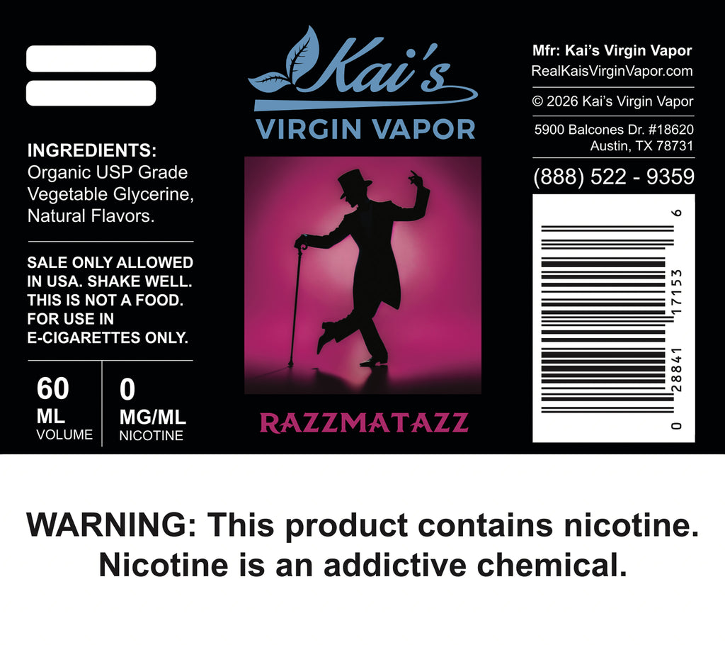 Razzmatazz 60 mL 0 mg Label
