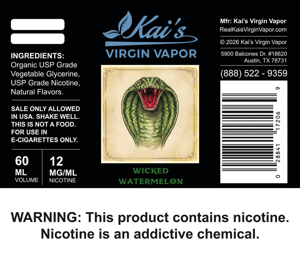 Wicked Watermelon 60 mL 12 mg Label