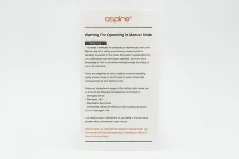 Aspire Nautilus Prime Warning Card