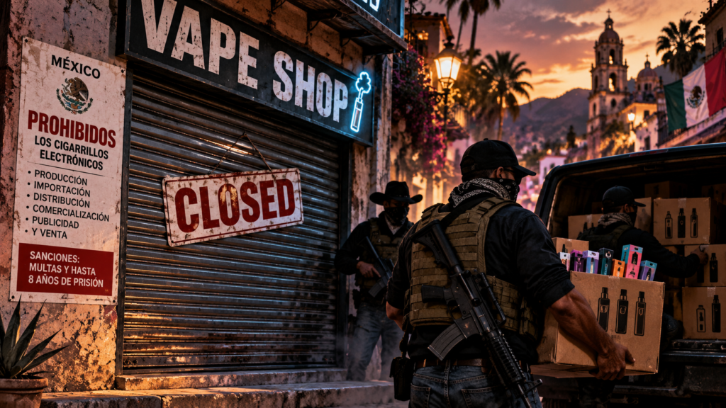A Vape Shop Black Market at Dusk