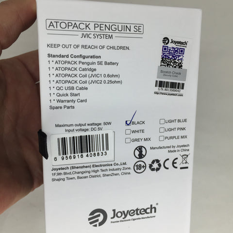 Joyetech Penguin Back of Box
